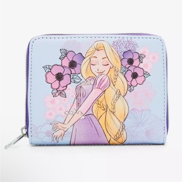 NWT Loungefly Disney Tangled Wallet Rapunzel Floral Zip Around - Picture 1 of 4